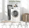 A laundry room scene with a washing machine, a drying rack, and a laundry basket. Anteprima dell’immagine prodotto