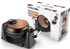 A black and copper rotating waffle maker is shown next to its packaging. Podgląd zdjęcia produktu