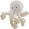 A white plush octopus toy with corduroy-like tentacles and a smiling face is shown against a white background. Produktbild-Vorschau