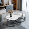 WISFOR 2er Set Couchtisch mit Aluminiumgestell, Satztisch Produktbild-Vorschau 2
