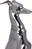 A close-up studio shot of a silver-colored dog sculpture, likely a greyhound, against a white background. Produktbild-Vorschau