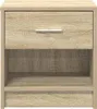 A front view of a single wooden nightstand with a drawer and an open shelf. Náhľad obrázku produktu