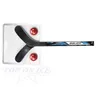 A hockey stick and two red balls are displayed on a white background, with a watermark at the bottom. Podgląd zdjęcia produktu