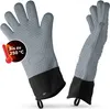A pair of gray silicone oven mitts with black cuffs, displayed against a white background. Anteprima dell’immagine prodotto