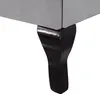 A close-up of a dark brown furniture leg attached to a gray piece of furniture. Produktbild-Vorschau