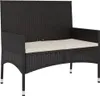 Panca da giardino a 2 posti con cuscini in poly rattan nero Anteprima dell’immagine prodotto 1