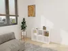 A living room corner with a bookshelf, plant, and part of a sofa. Produktbild-Vorschau