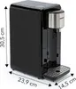 A black and silver Daewoo hot water dispenser with measurement annotations. Produktbild-Vorschau