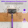 A vacuum cleaner is shown cleaning a floor with debris being lifted. Produktbild-Vorschau