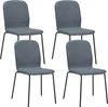 Four gray upholstered dining chairs with black metal legs are arranged in a grid formation against a white background. Produktbild-Vorschau