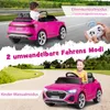 A collage of images showing a pink electric toy car for children, with one image featuring a child driving and another showing a remote control. Náhled obrázku produktu