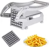 A potato slicer with a set of blades and a plate of french fries. Náhled obrázku produktu