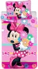 A flat lay image of Minnie Mouse themed bedding, showing a duvet cover and a pillowcase. Produktbild-Vorschau