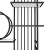 A close-up of a black metal shelving unit with white shelves. Podgląd zdjęcia produktu