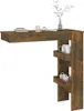 A wooden bar table with shelves, decorated with mugs and a vase of flowers. Náhľad obrázku produktu