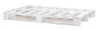 A white wooden pallet bed frame on a white background. Produktbild-Vorschau