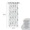 A sheer curtain with a feather pattern, displayed with dimensions indicated. Produktbild-Vorschau