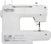 A white sewing machine is shown from the side against a white background. Produktbild-Vorschau