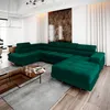 A large green sectional sofa is arranged in a modern living room with a coffee table in front of it. Podgląd zdjęcia produktu
