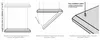 Diagrams illustrating the installation and features of acoustic ceiling panels. Podgląd zdjęcia produktu