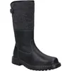 A single black leather boot with a gray felt shaft, shown against a white background. Produktbild-Vorschau