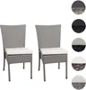 Two gray poly-rattan chairs with cream cushions are shown against a white background. Podgląd zdjęcia produktu