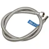 A flexible metal hose with connectors on both ends, and a blue tag labeled 'INLET'. Podgląd zdjęcia produktu