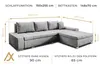 AX LIVING Eckcouch mit Bettfunktion Tunceli Grau - 297 cm Produktbild-Vorschau 5