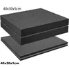 Three layers of black foam padding, stacked on top of each other, with text labels indicating dimensions. Produktbild-Vorschau
