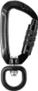 A black carabiner clip with a swivel attachment is shown against a white background. Anteprima dell’immagine prodotto