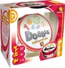 The image shows the packaging of a board game called Dobble, featuring numbers and shapes. Produktbild-Vorschau