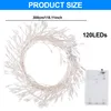 A coiled string of LED lights with a battery pack. Produktbild-Vorschau