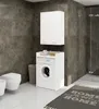 A modern bathroom with a washing machine, toilet, and a wall-mounted cabinet. Produktbild-Vorschau