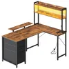 VASAGLE L-Form Schreibtisch mit LED-Beleuchtung, Steckdosen Produktbild-Vorschau 11