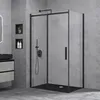 A modern bathroom with a black framed glass shower enclosure. Produktbild-Vorschau