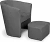 A dark gray armchair and matching ottoman are shown against a white background. Produktbild-Vorschau