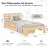 Homestyle4u Holzbett 90x200 mit Schubladen Natur Einzelbett Produktbild-Vorschau 2