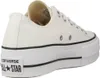 A side view of a white Converse Chuck Taylor All Star Lift Ox sneaker with a platform sole. Voir les images du produit