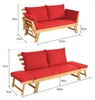 GOPLUS Gartenbank Holz, Gartensofa mit Liegefunktion, 2-3 Produktbild-Vorschau 7