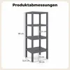 4-stöckiges Kunststoff-Regal, Grau, 38 x 32,5 x 99 cm Produktbild-Vorschau 2