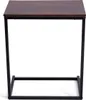 A simple product shot of a C-shaped side table with a dark wood-grain top and black metal frame, isolated on a white background. Náhled obrázku produktu