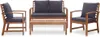 A three-piece wooden outdoor furniture set with dark gray cushions, including a two-seater sofa, a single armchair, and a coffee table, displayed against a white background. Náhľad obrázku produktu