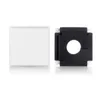 A white square panel and a black square object with a circular cutout are placed side-by-side against a white background. Náhľad obrázku produktu