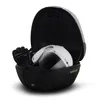A black motorcycle top case with a white and black helmet and black gloves inside. Anteprima dell’immagine prodotto