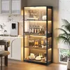 BROTTAR Schwarz Glasvitrine mit LED Beleuchtung 4 Ebenen Produktbild-Vorschau 9