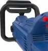 A close-up view of the handle and upper body of a blue cordless chainsaw. Produktbild-Vorschau