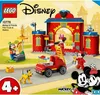 The image shows the LEGO 10776 Mickey and Friends Fire Truck & Station set packaging, featuring characters from Mickey Mouse and Friends in a fire-fighting scenario. Produktbild-Vorschau