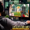 A person playing a video game on a monitor that displays various refresh rates and resolutions. Produktbild-Vorschau