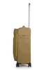 A side view of a tan rolling suitcase with its handle extended, set against a white background. Voir les images du produit