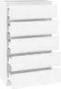 A white chest of drawers with six drawers, some partially open. Voir les images du produit